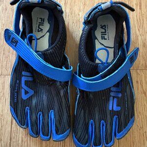 Fila Men Sz 7 Skele-Toes EZ Slide Running Water Barefoot Black Blue Minimalist